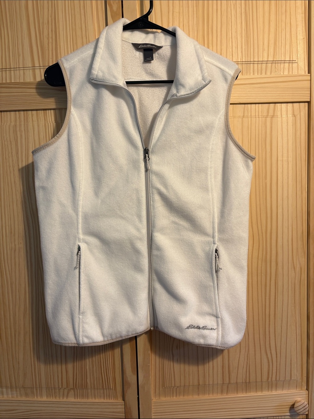 Eddie Bauer White Full-Zip Fleece Vest